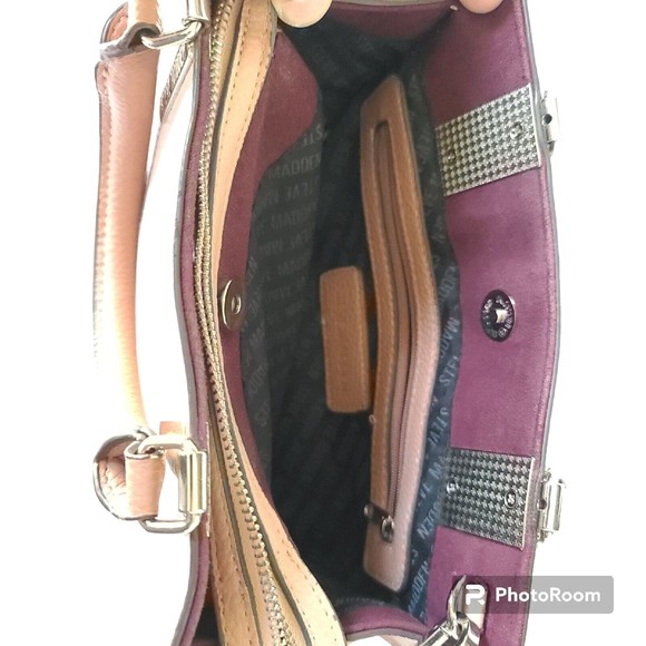 Steve Madden Crossbody Bag Purse Handbag Pink Blush Pebbled Logo - Picture 6 of 16